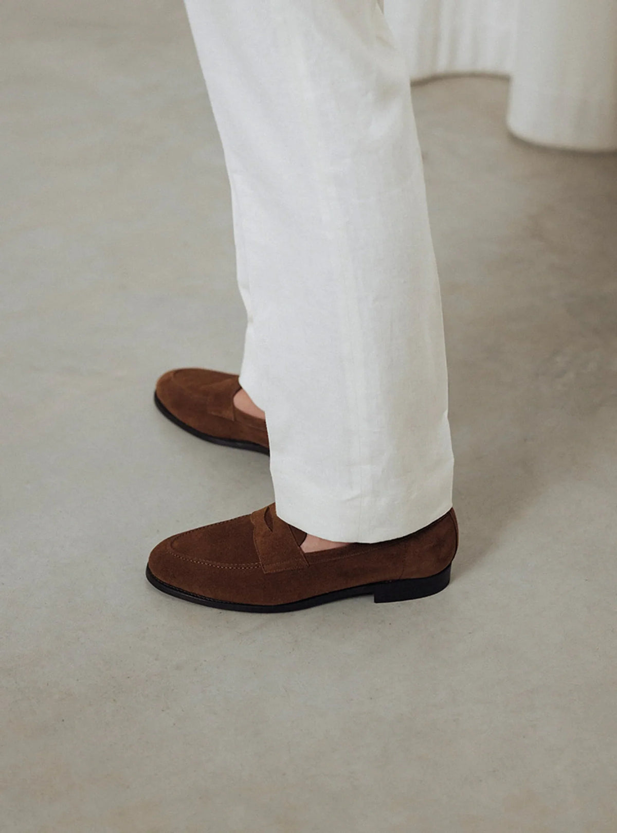 Hale Penny Loafer - Medium Brown Suede - Unlined