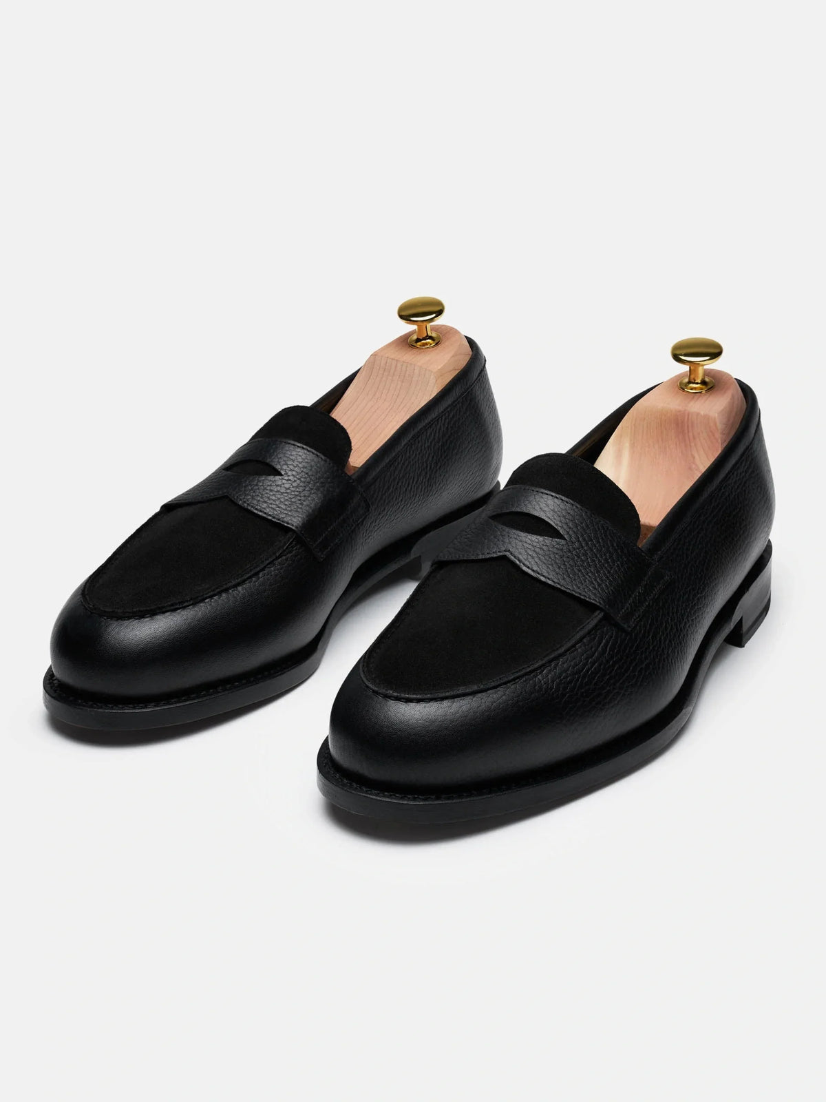 Penny Loafer - Black Grain & Black Suede