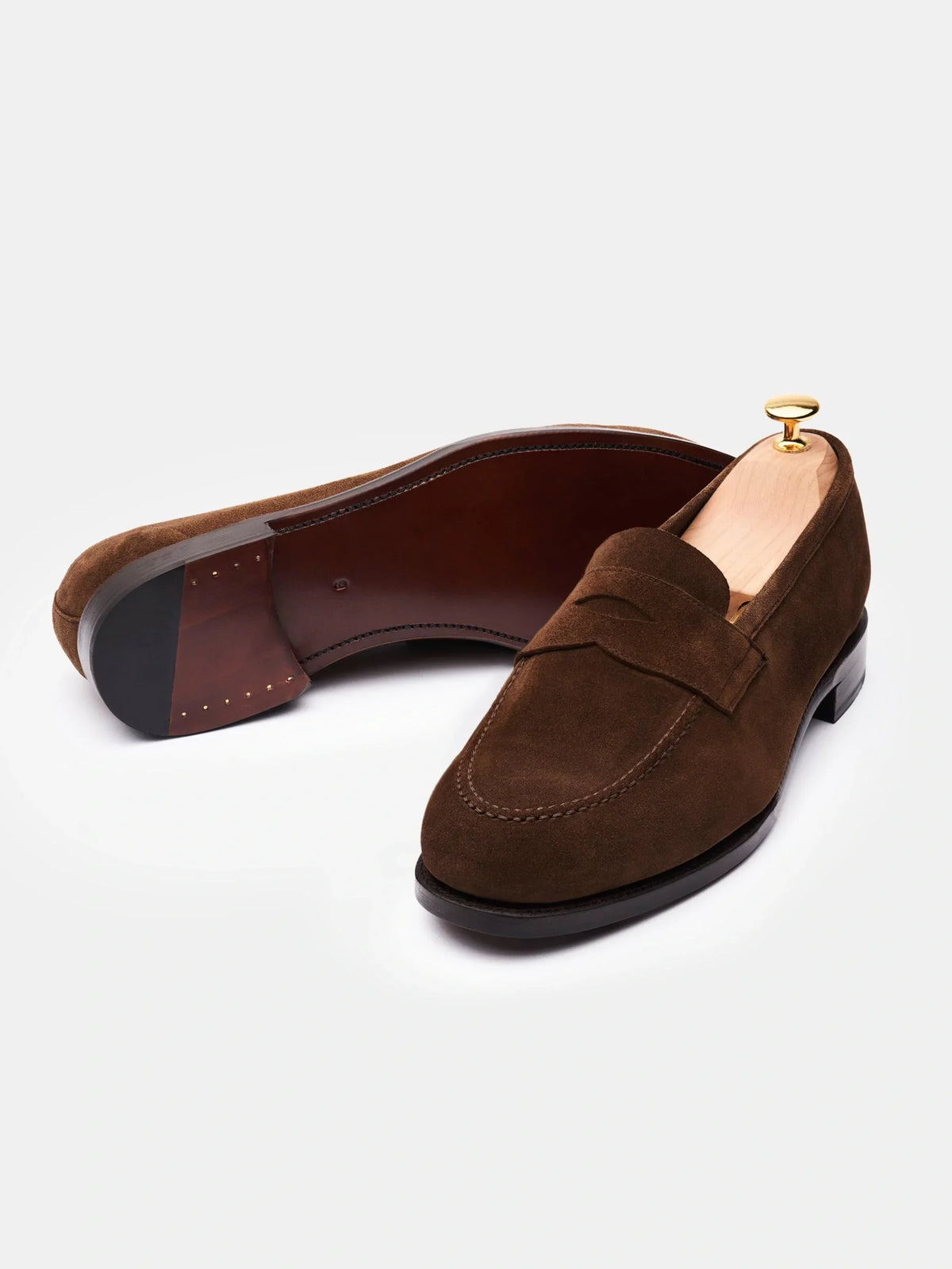 Hale Penny Loafer - Medium Brown Suede - Unlined