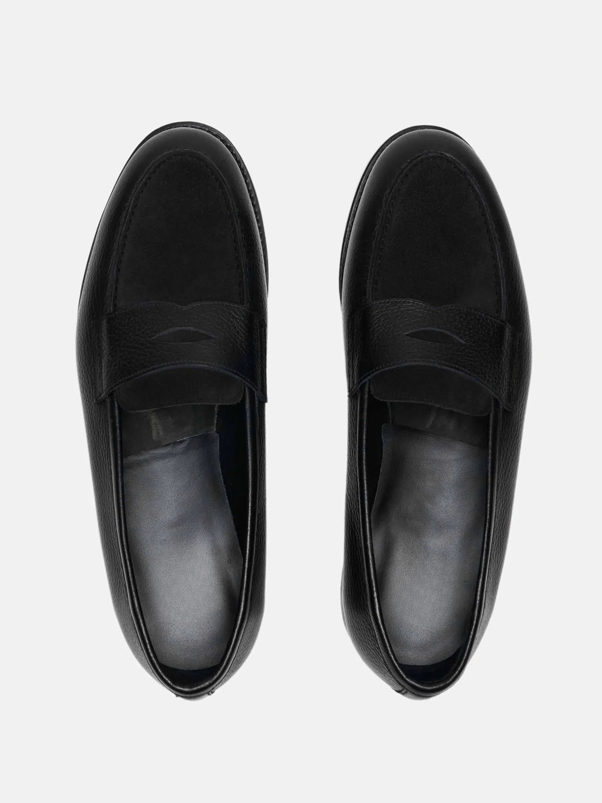 Penny Loafer - Black Grain & Black Suede