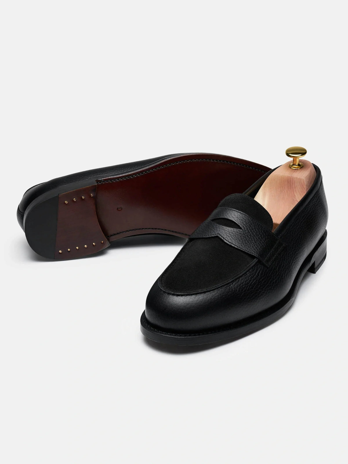 Penny Loafer - Black Grain & Black Suede